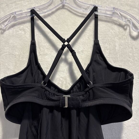 Athleta Blousy Tankini Swim Top Built In Underwire Bra Black Women's 34 D/DD - Picture 15 of 16